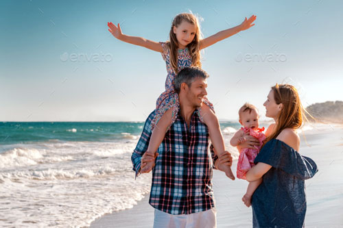 Family at beach